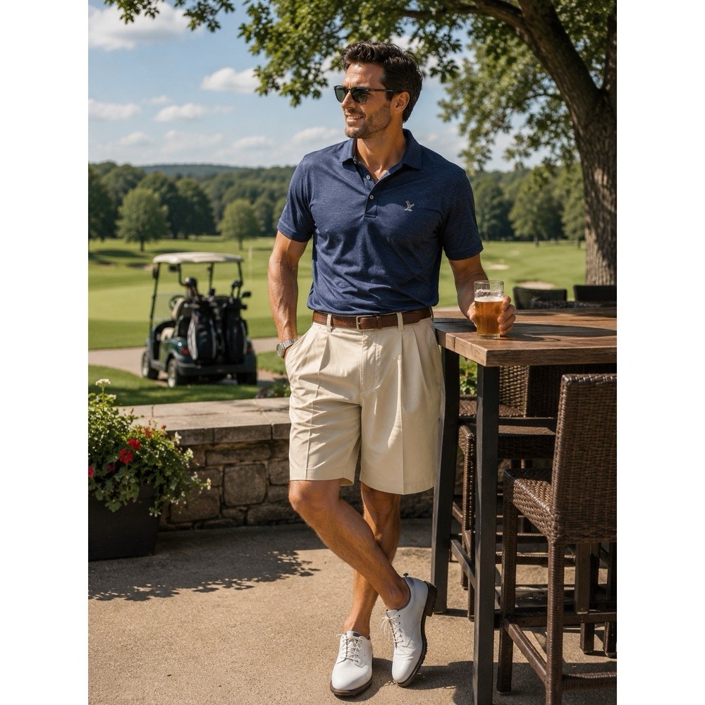 Arnold Palmer Golf Shorts Mens 34 Beige Pleated Classic Fit Casual Country Club